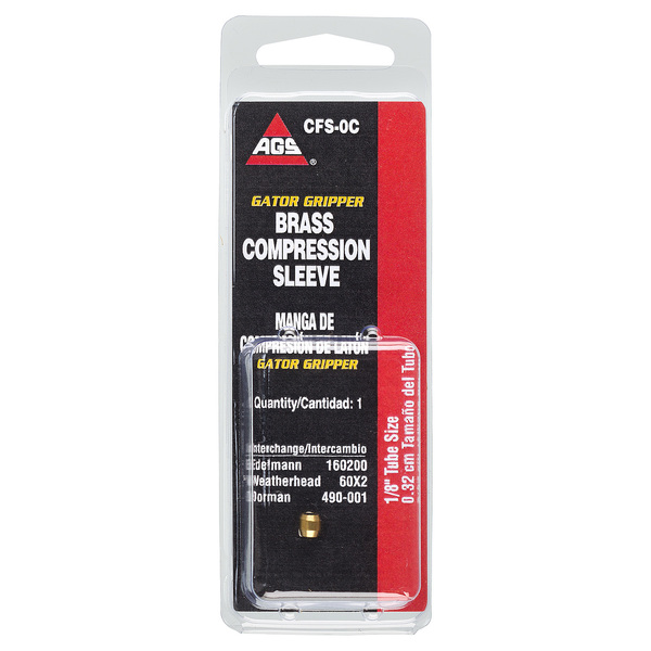 Ags Brass Compression Sleeve, 1/8 Tube, 1/card CFS-0C